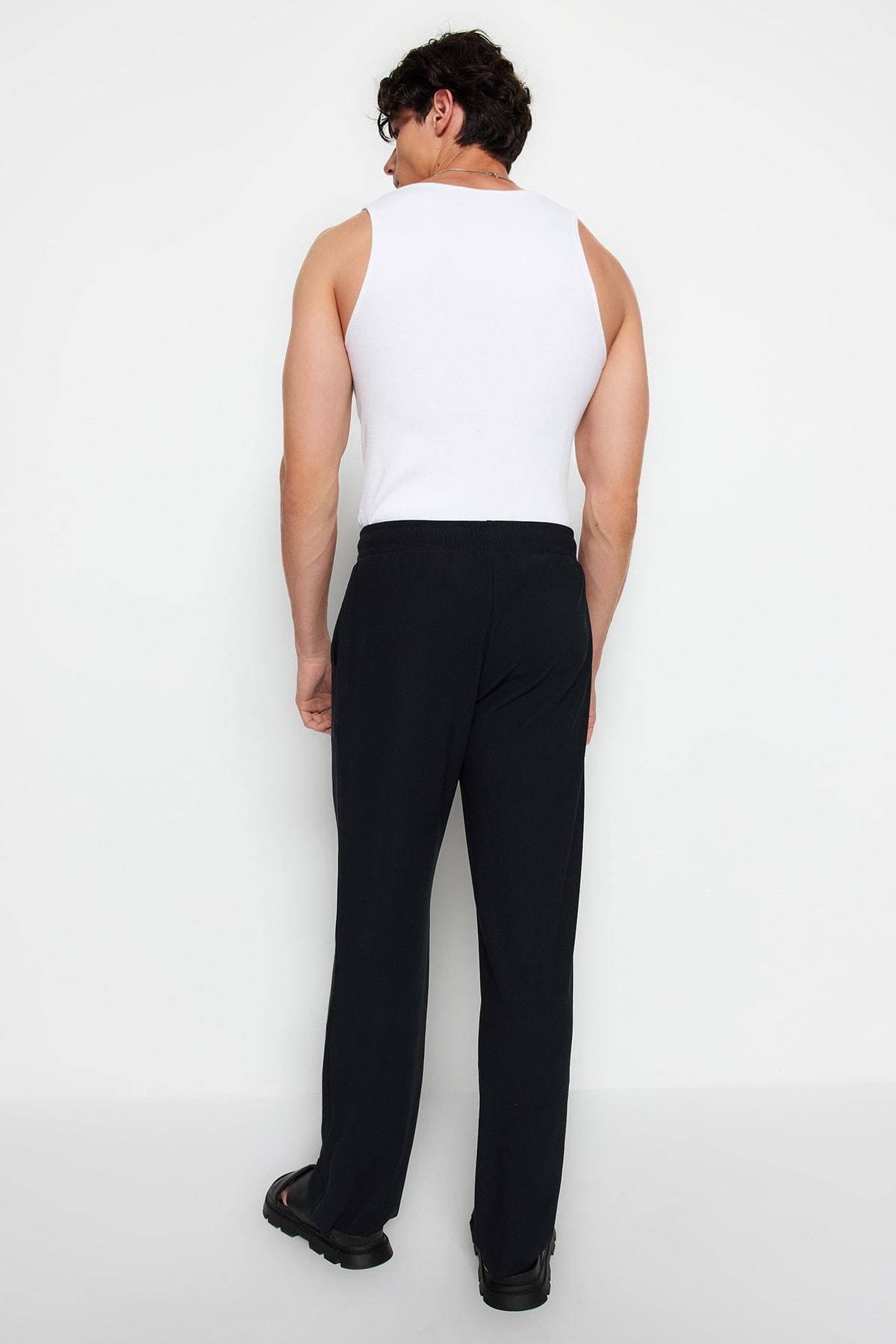 Black Limited Edition Wide Leg Textured Sweatpants, , large image number 5