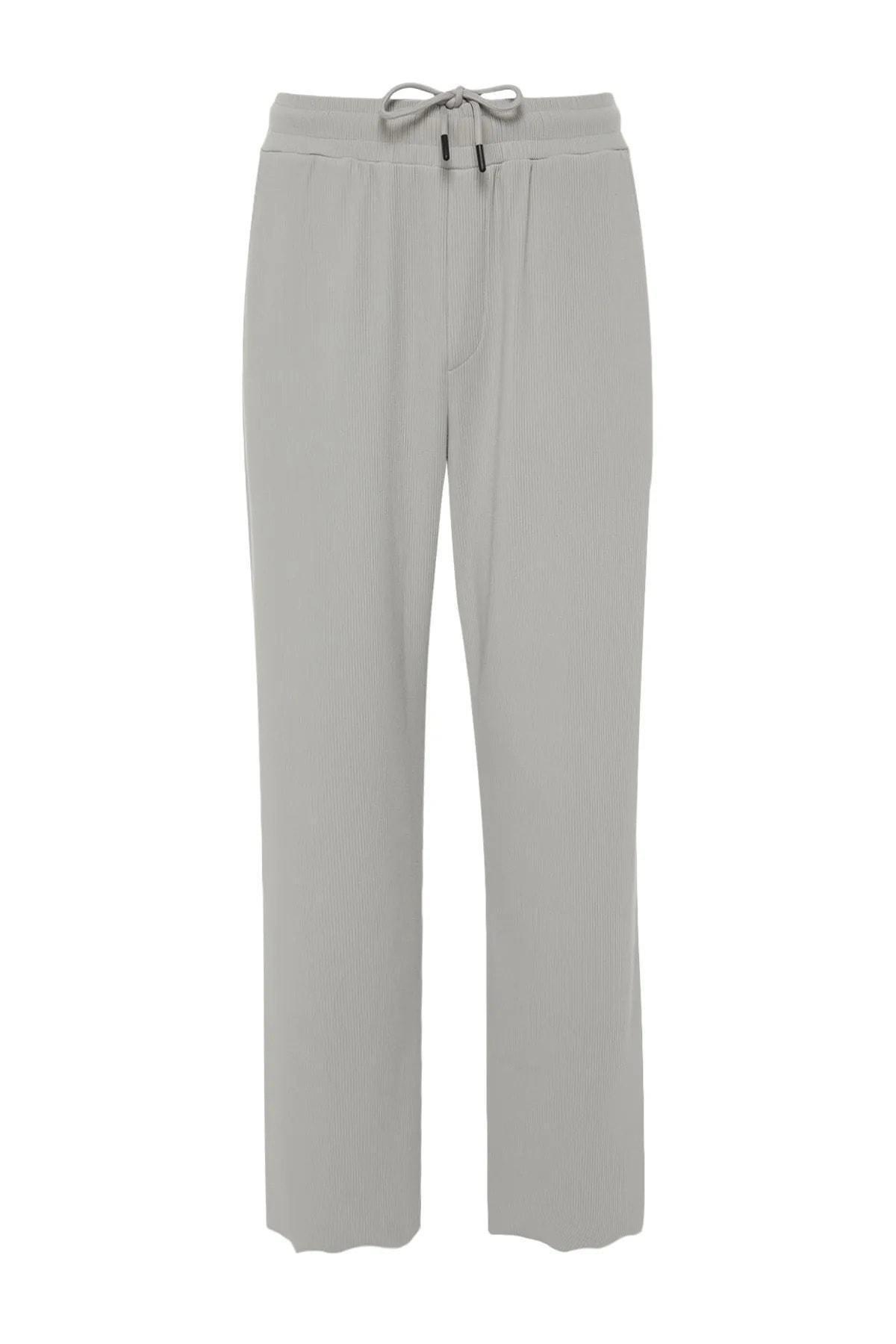 Grey Textured Wide Leg Sweatpants, , large image number 5