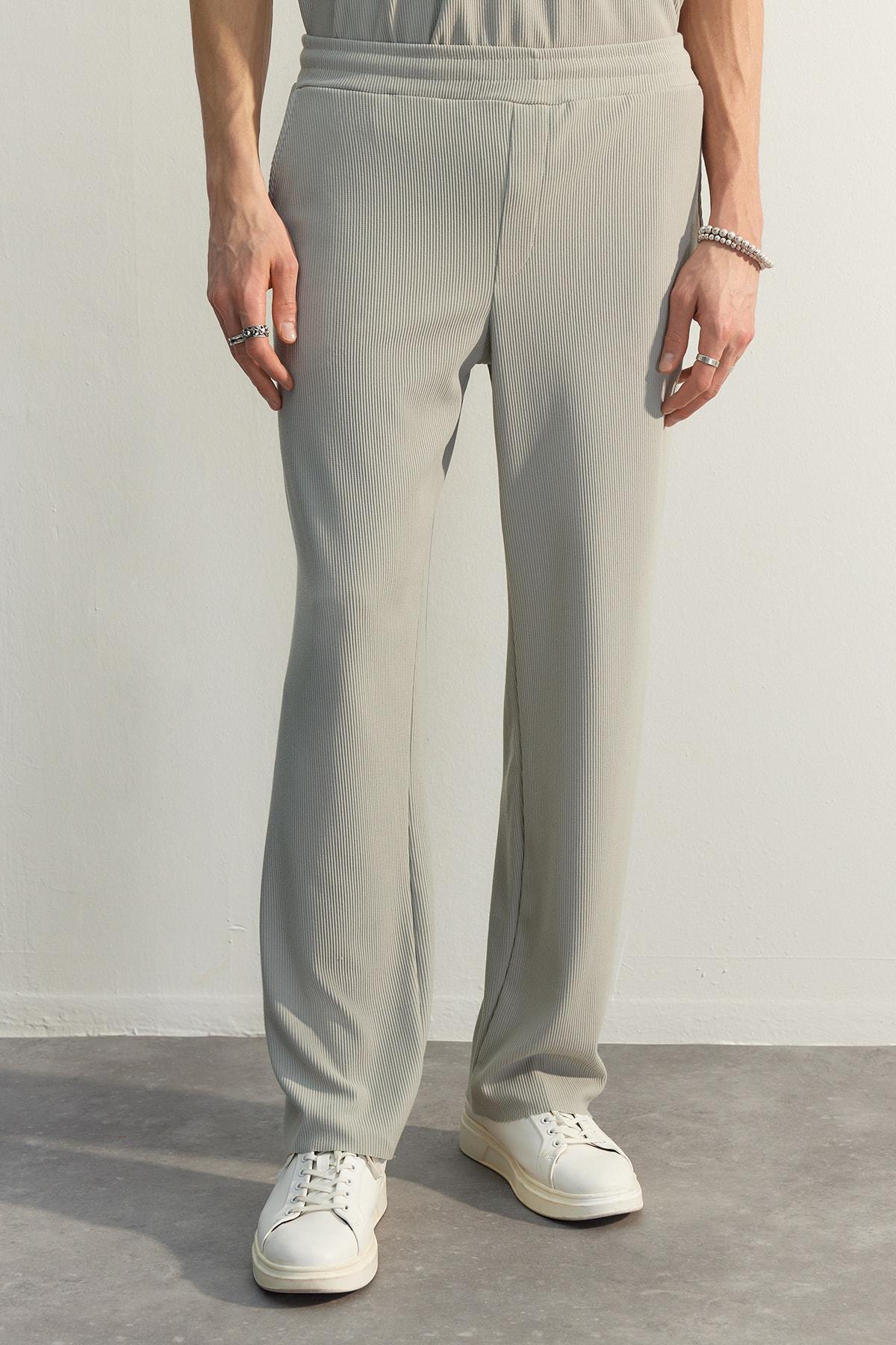 Grey Textured Wide Leg Sweatpants, , large image number 7