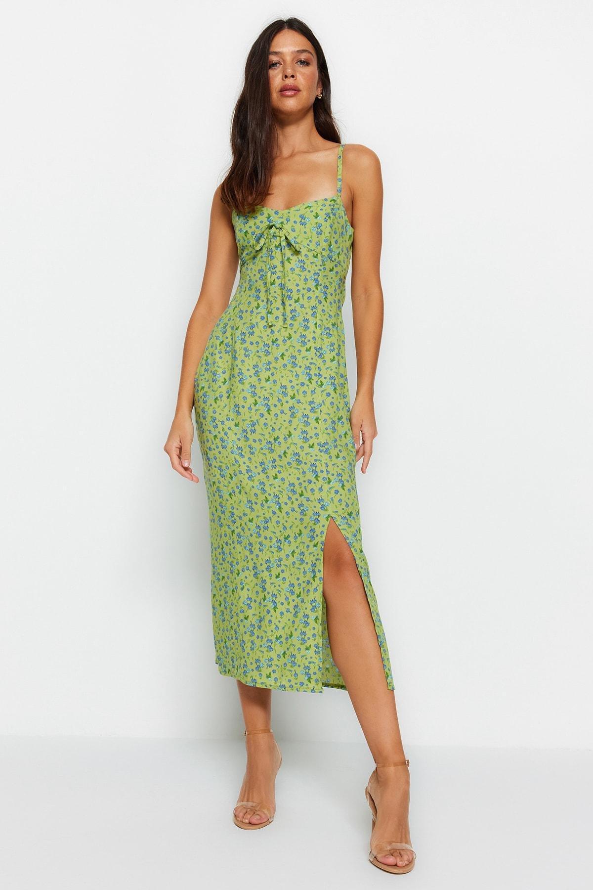Green Floral Shift Dress, , large image number 0