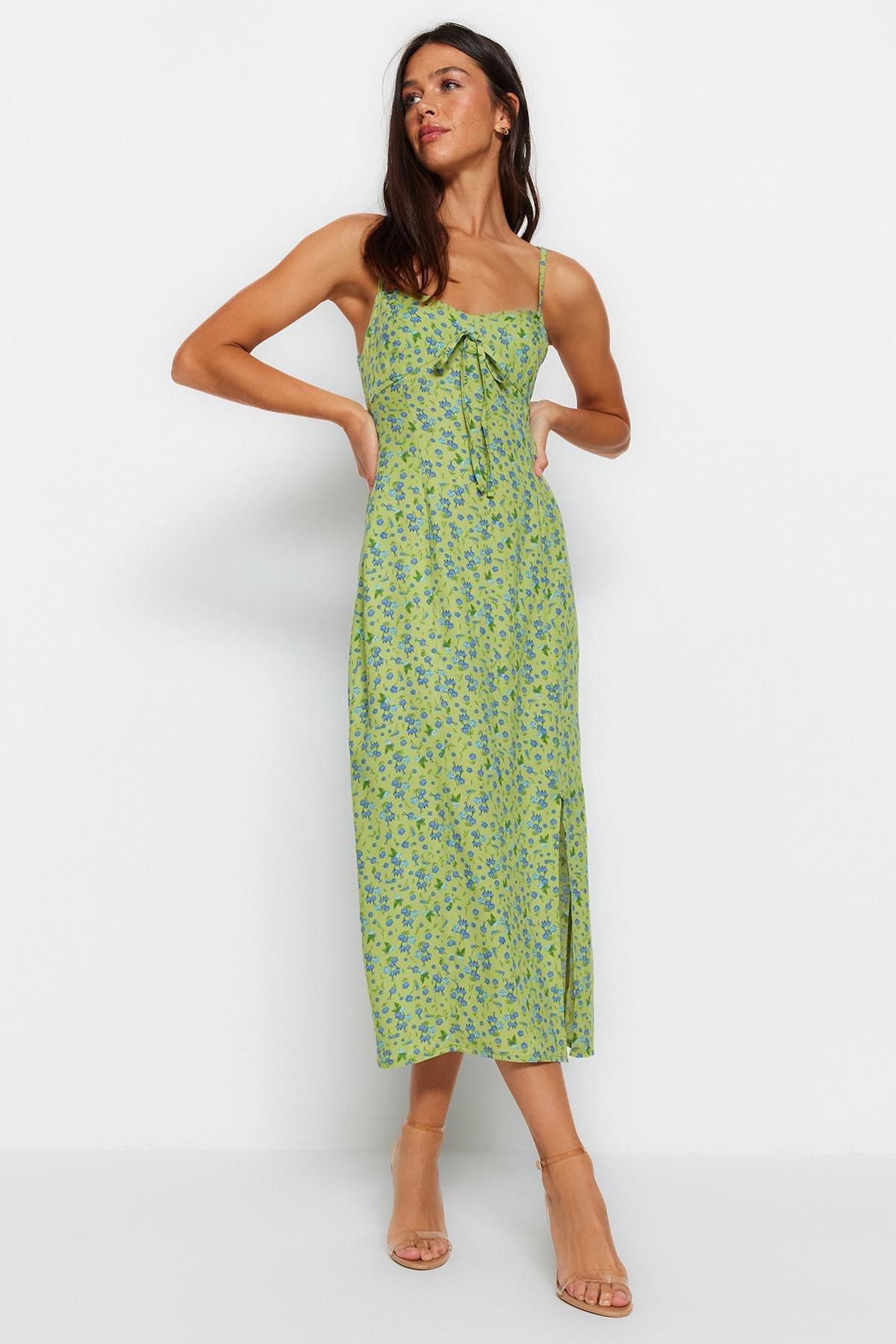 Green Floral Shift Dress, , large image number 1