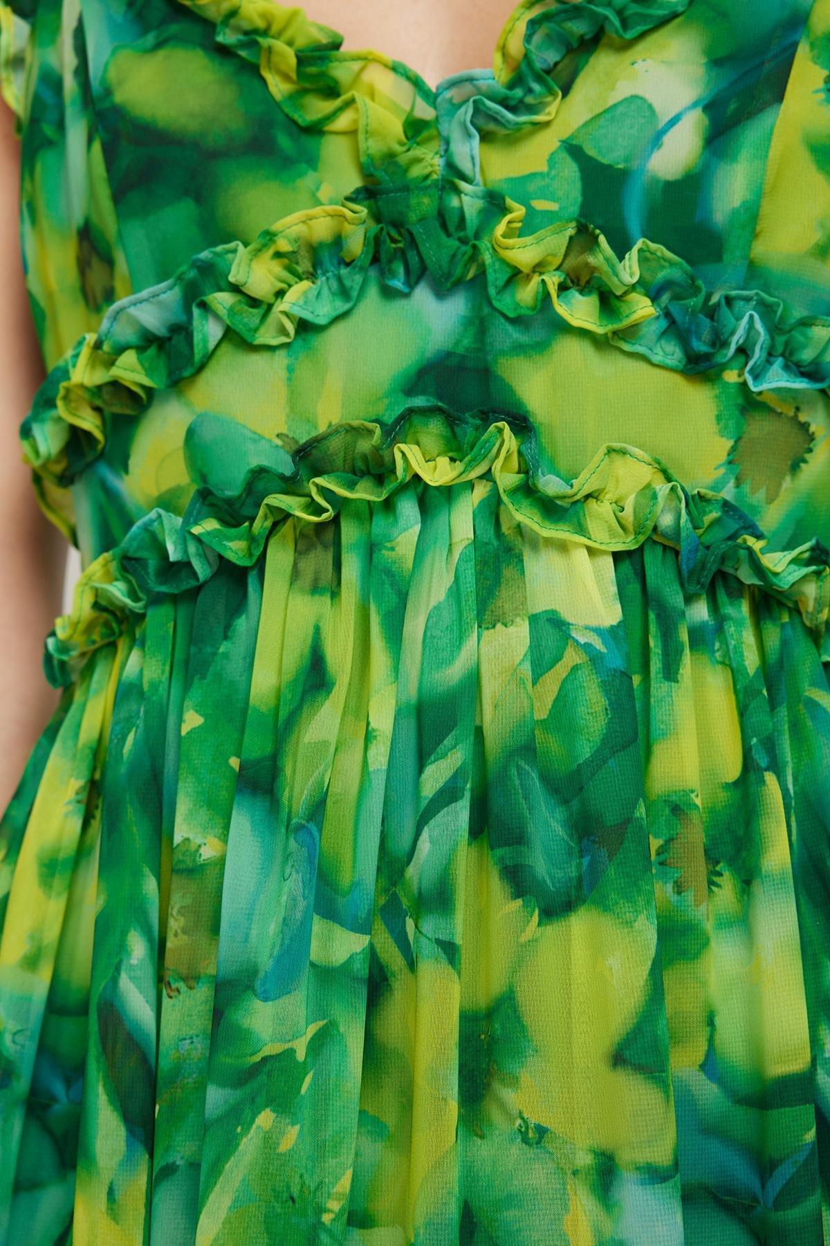 Green Detailed Lined A-Line Maxi Dress, , large image number 4