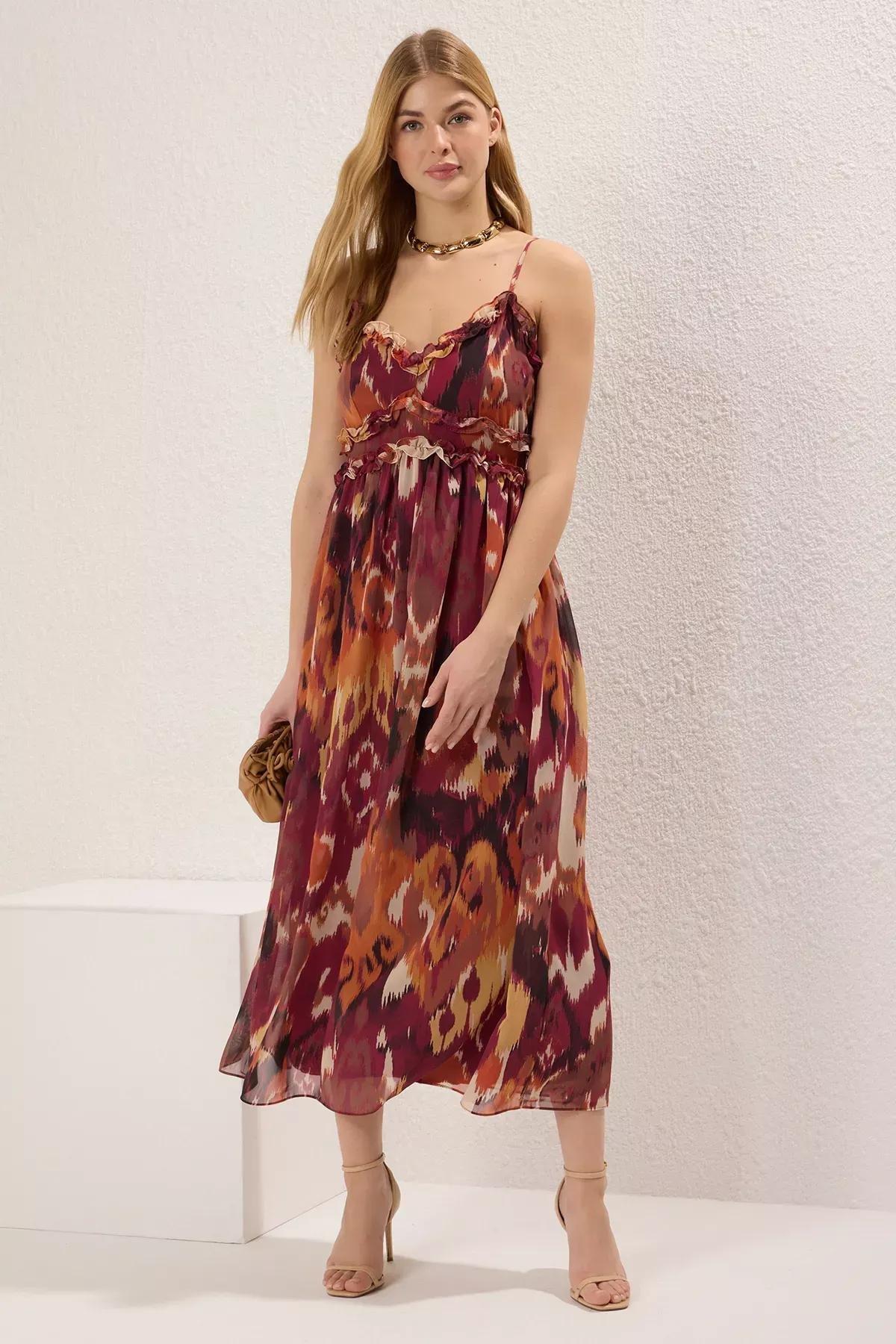 Purple Floral Ruffle Maxi Dress, , large image number 0