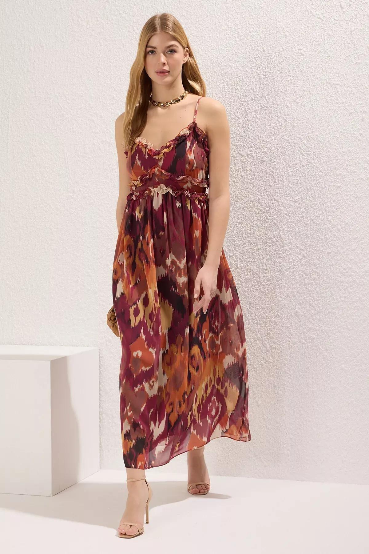 Purple Floral Ruffle Maxi Dress, , large image number 1