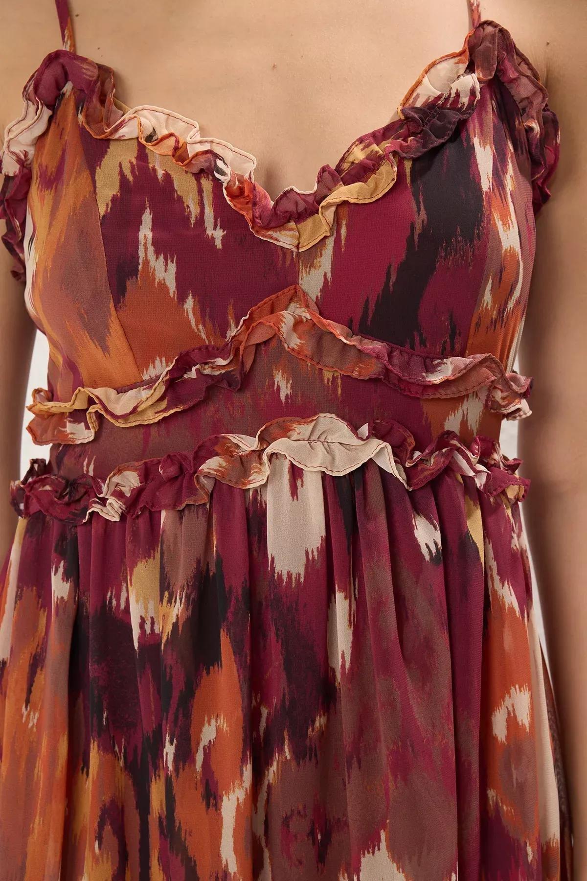 Purple Floral Ruffle Maxi Dress, , large image number 2