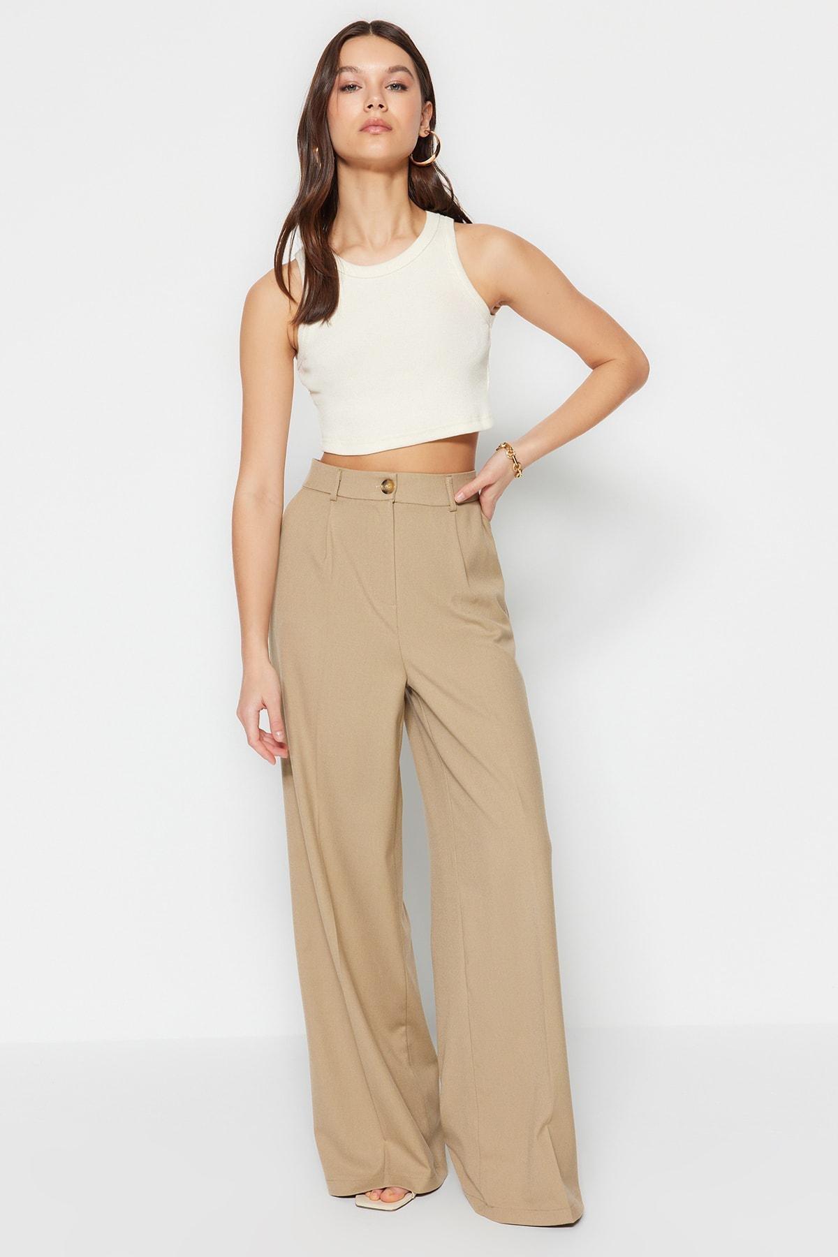 Khaki Wide Leg Pants, , large image number 2