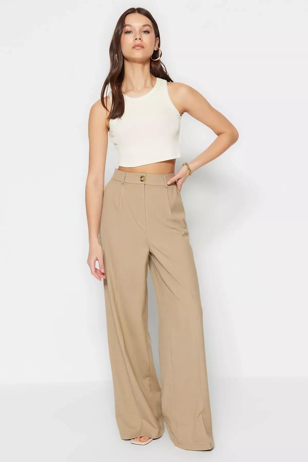 Khaki Wide Leg Pants, , large image number 2