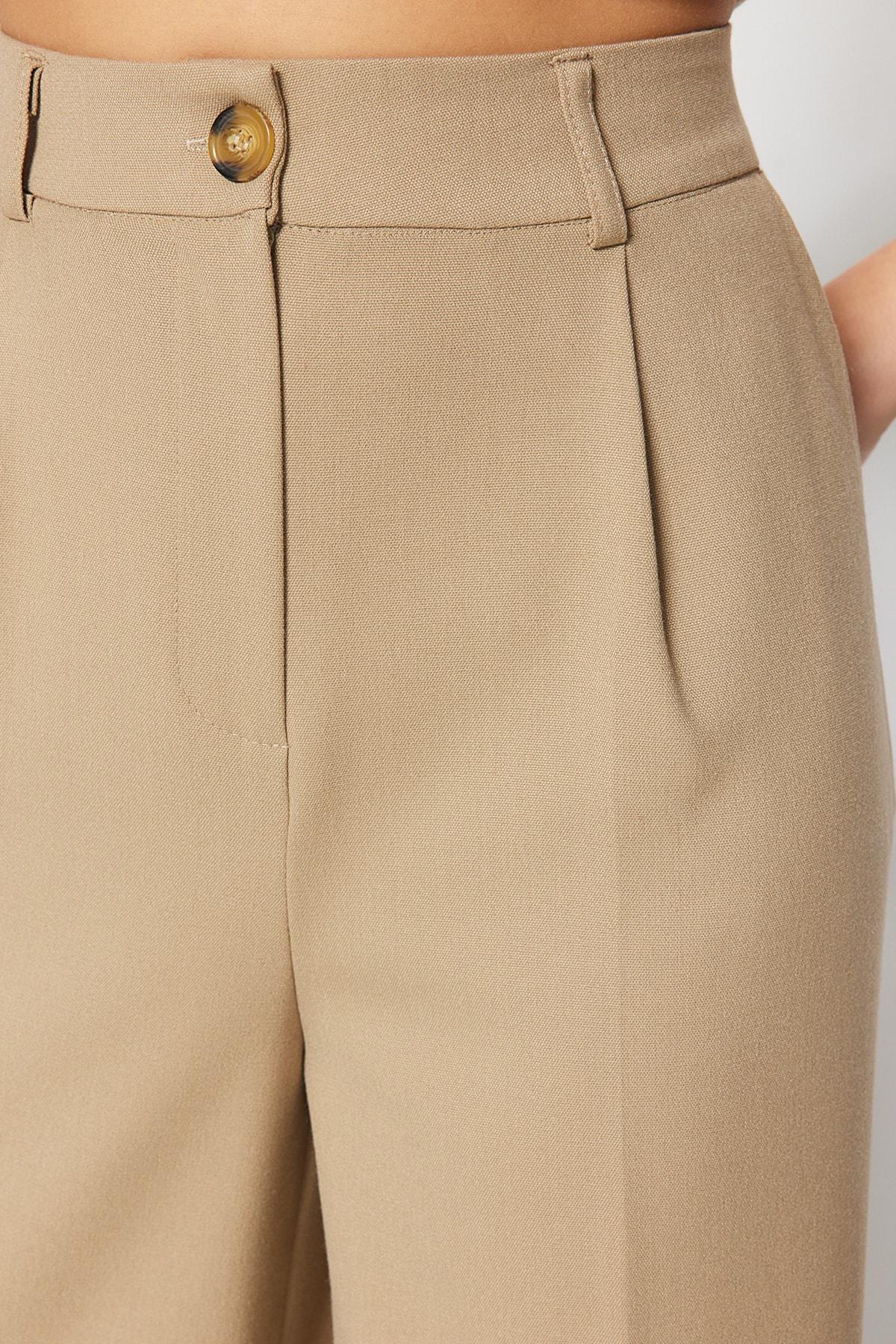Khaki Wide Leg Pants, Khaki, large image number 3