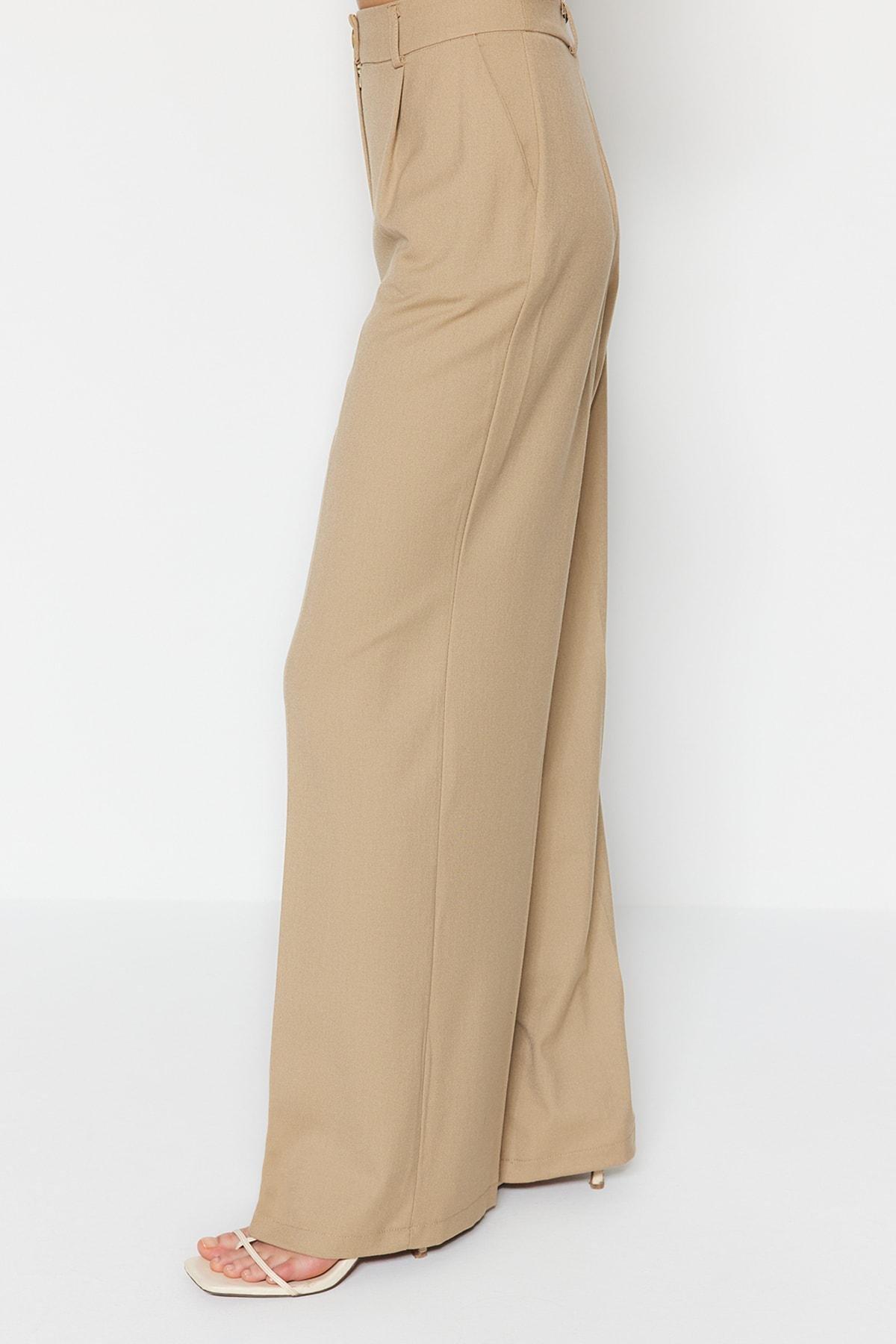 Khaki Wide Leg Pants, , large image number 4