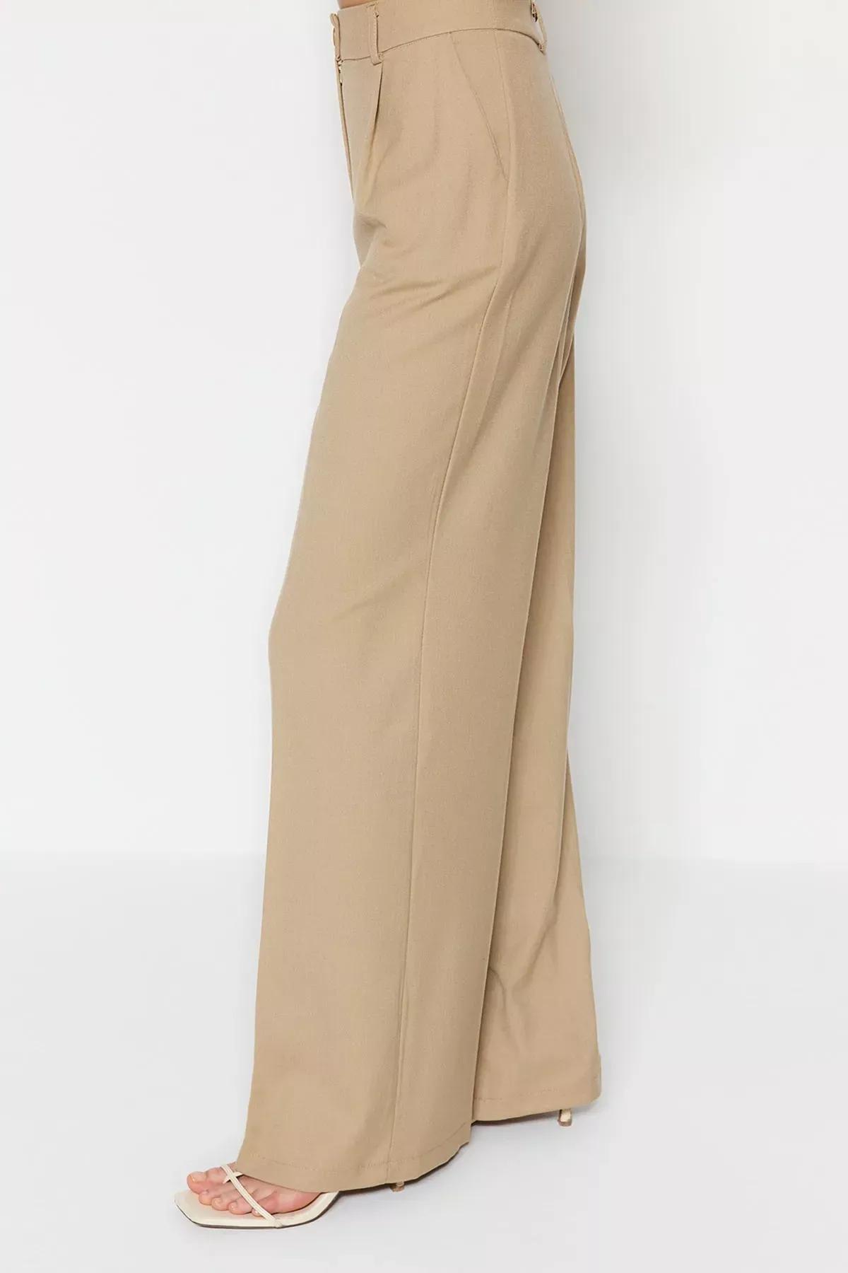 Khaki Wide Leg Pants, , large image number 4
