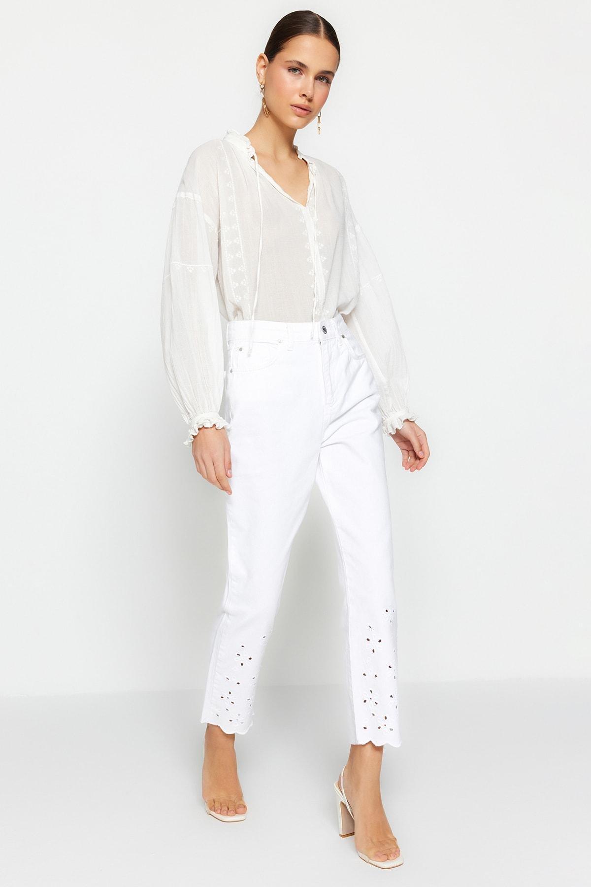 White Straight Jeans, , large image number 1