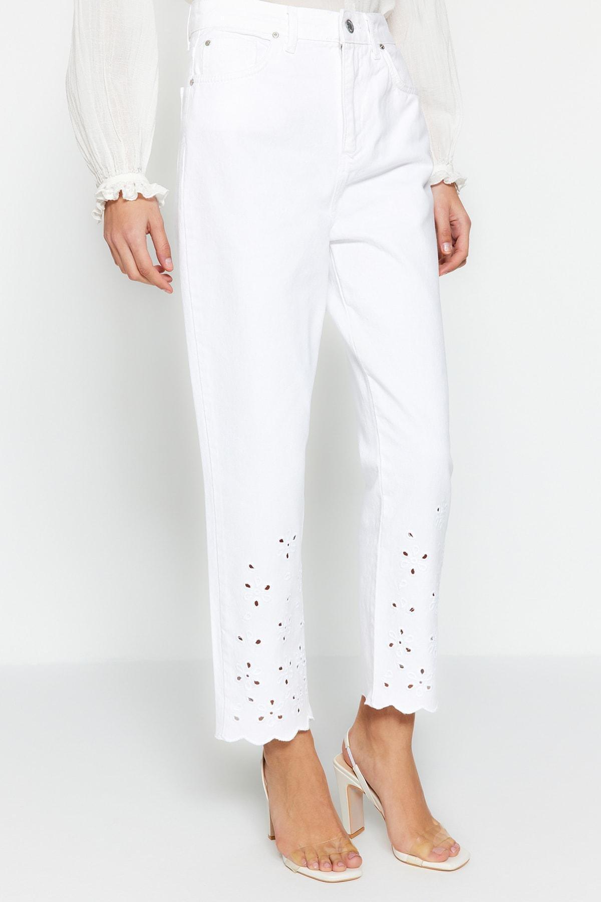White Straight Jeans, , large image number 3