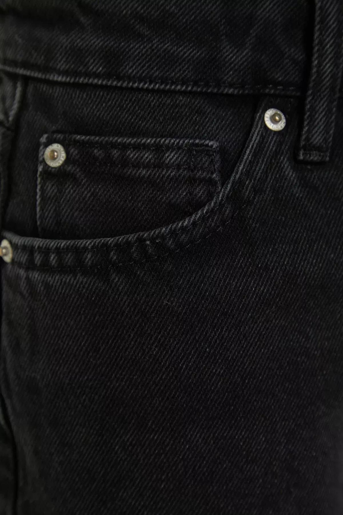 Black High Waist Mom Shorts, Black, large image number 7