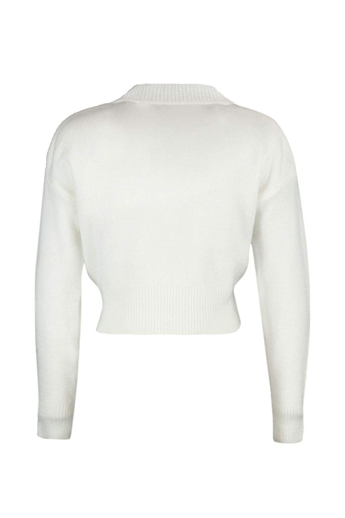 White Regular Sweater, Ecru, large image number 4