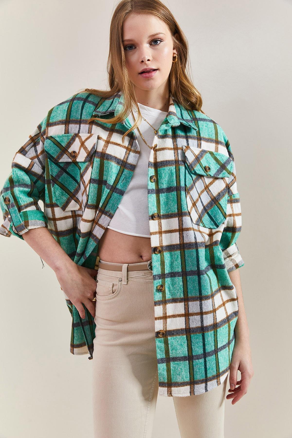Green Patterned Long Shirt, , large image number 0