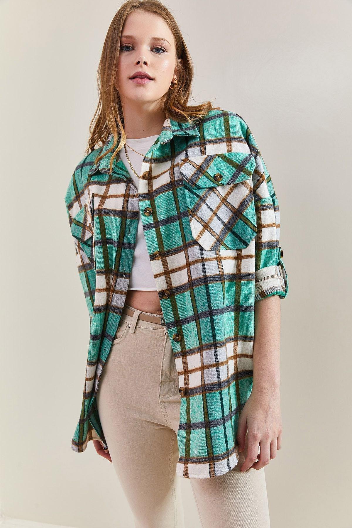 Green Patterned Long Shirt, , large image number 1
