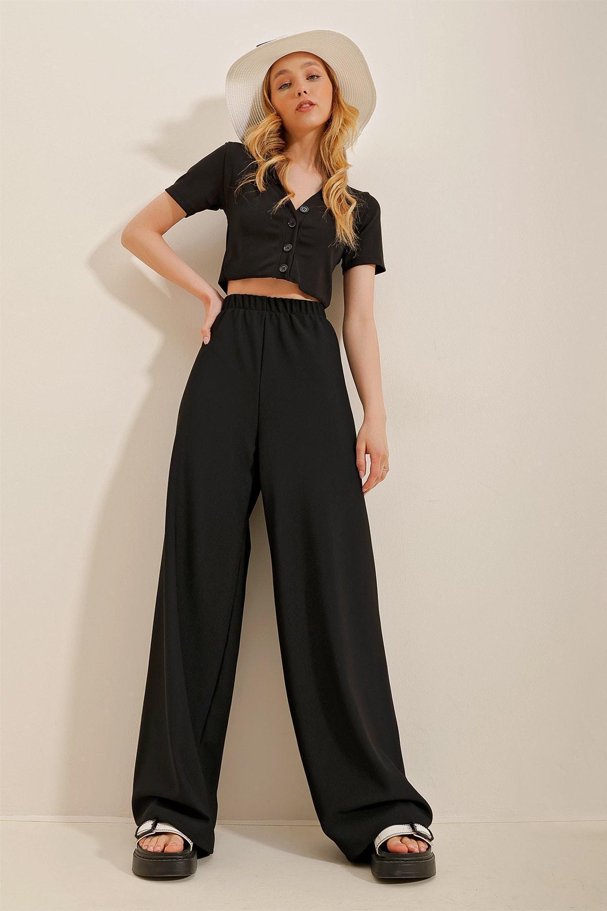 Black Relaxed Pants, , large image number 0