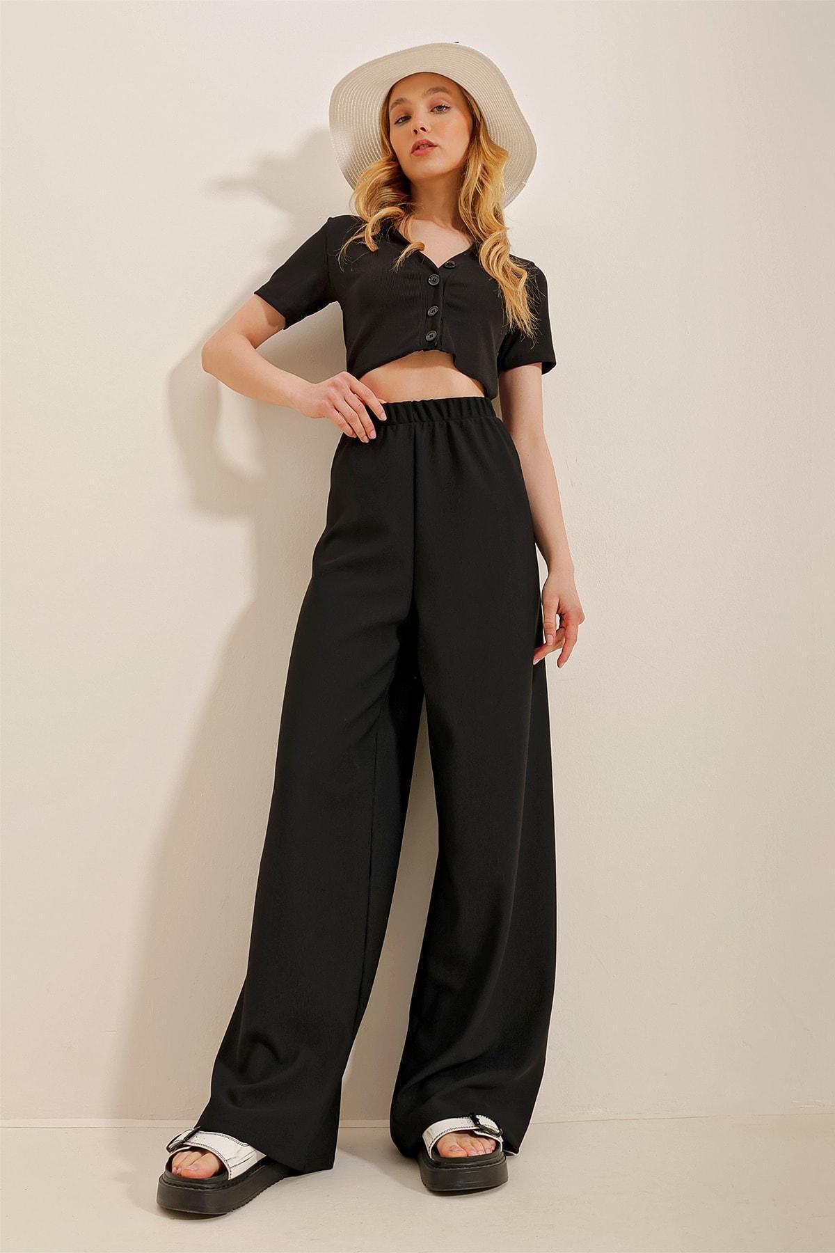 Black Relaxed Pants, , large image number 1
