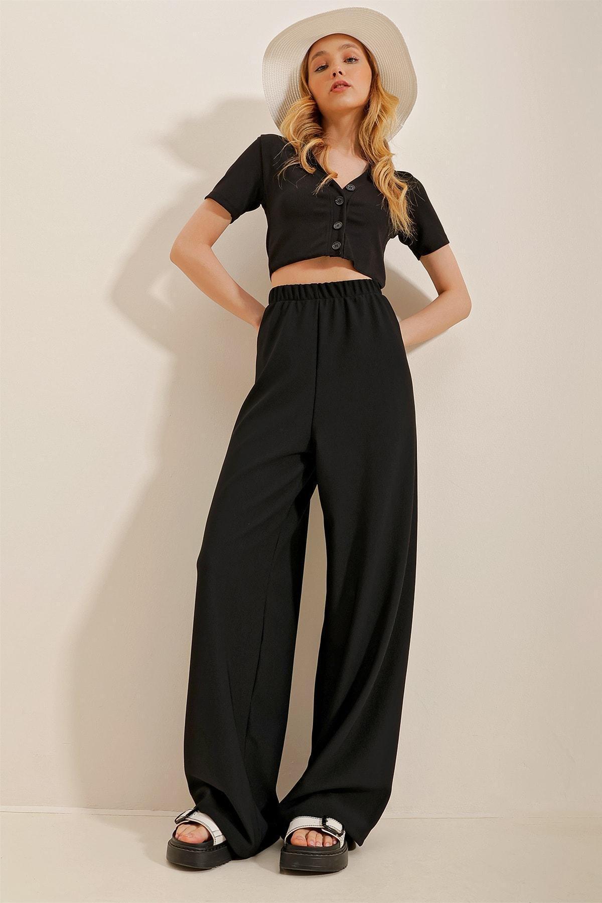 Black Relaxed Pants, , large image number 2