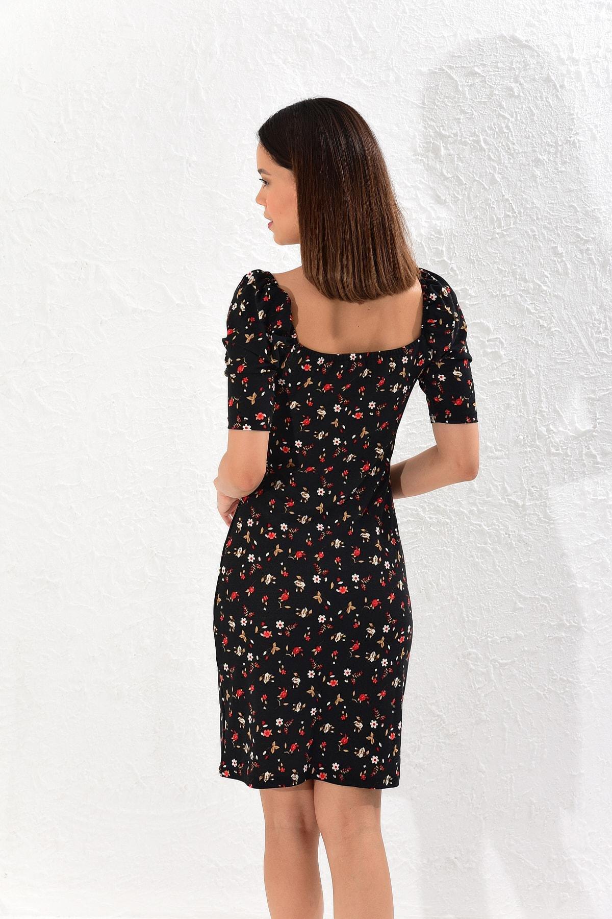 Black Square Collar Bodycon Dress, , large image number 3