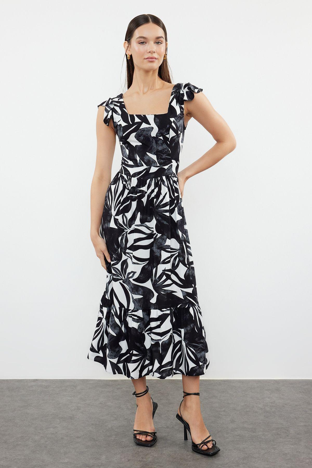 Ecru Floral Milkmaid Midi Dress, Ecru, large image number 0