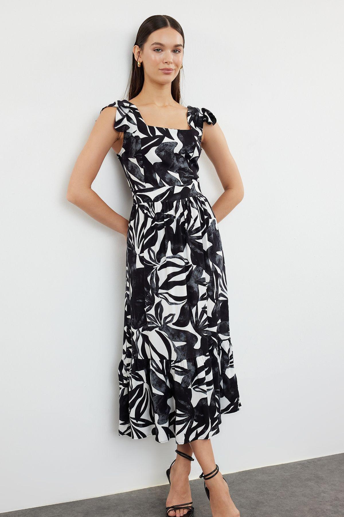 Ecru Floral Milkmaid Midi Dress, Ecru, large image number 1