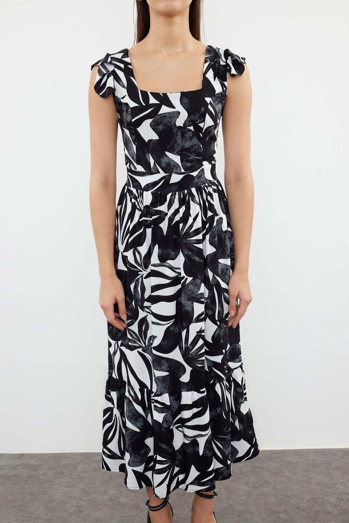 Ecru Floral Milkmaid Midi Dress, Ecru, large image number 2