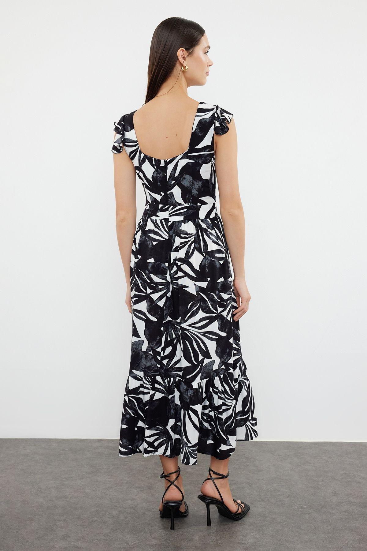 Ecru Floral Milkmaid Midi Dress, Ecru, large image number 4