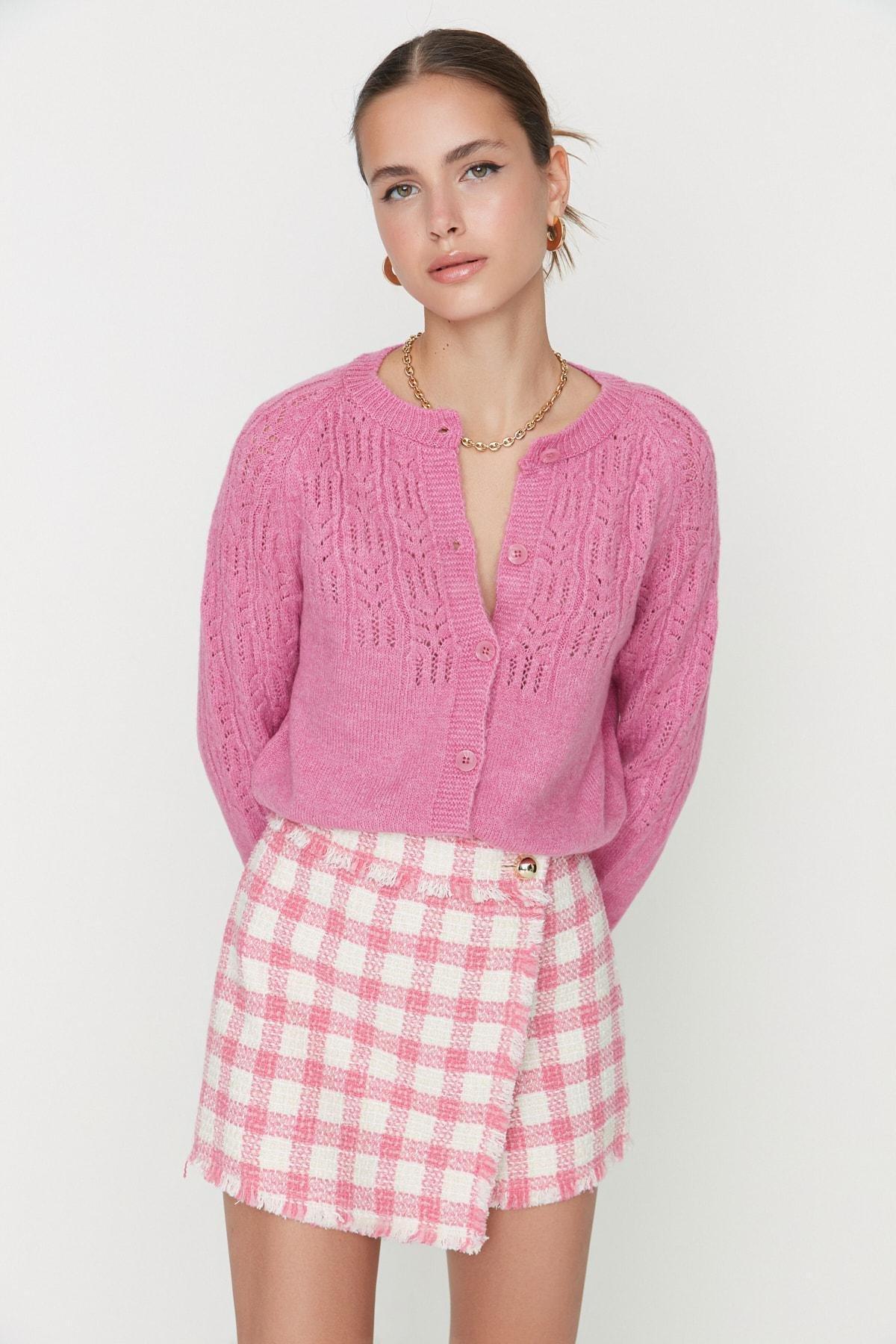 Pink Raglan Sleeve Cardigan, Pink, large image number 2