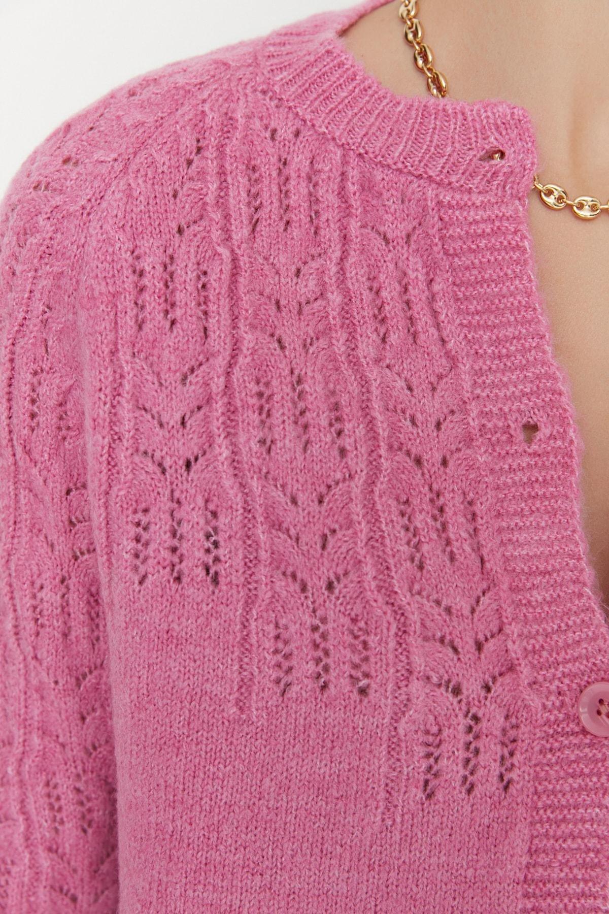 Pink Raglan Sleeve Cardigan, Pink, large image number 3