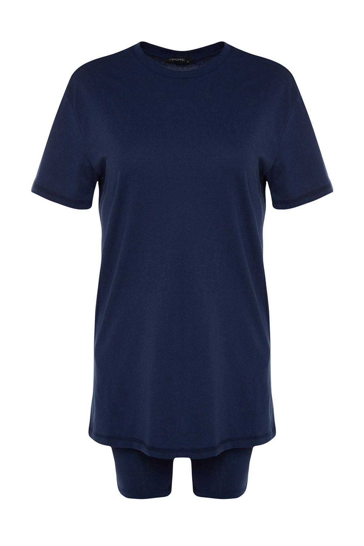Navy Short Pajama Co-Ord Set, , large image number 7