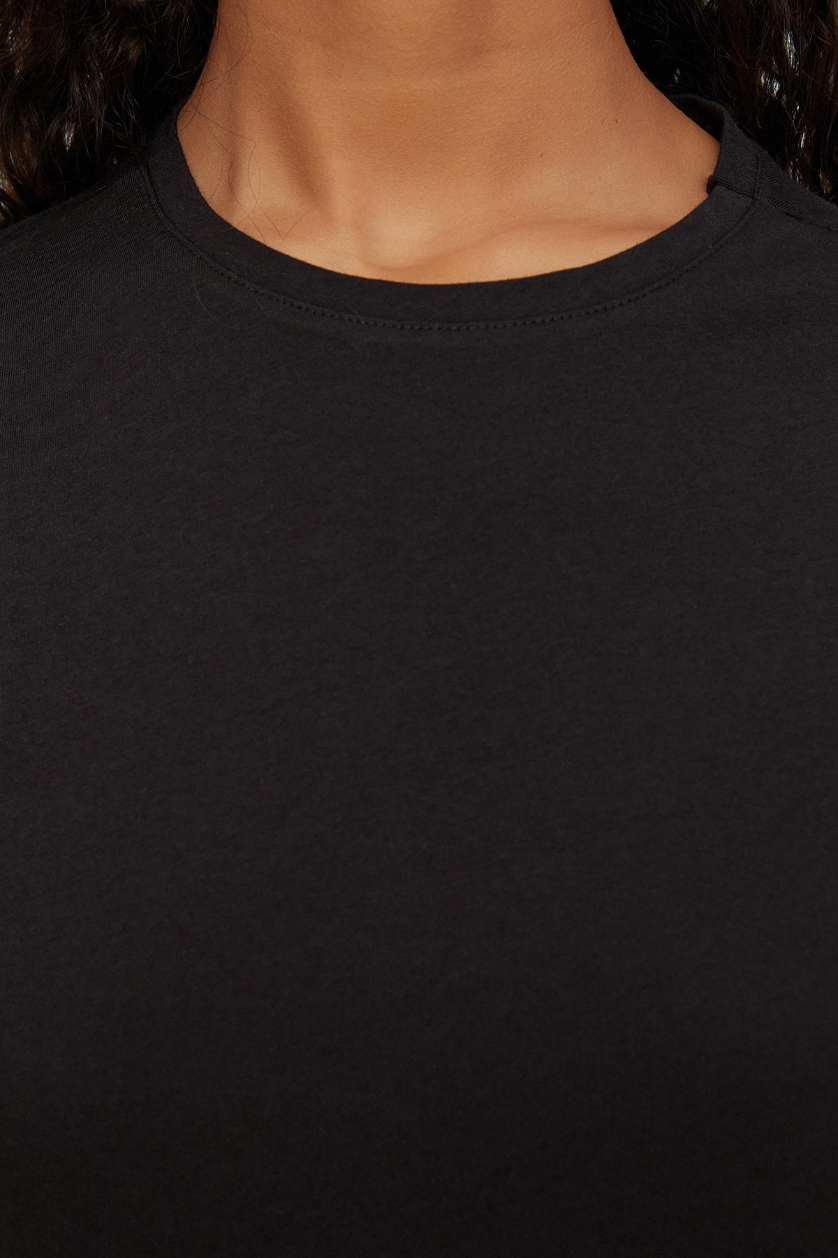 طقم بيجاما بايكر من تيشيرت وشورت ملاصق للجسم، أسود, Black, large image number 3