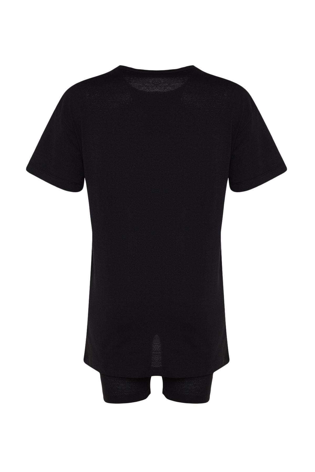 Black Biker Tights -Tshirt Pajama Set, , large image number 6