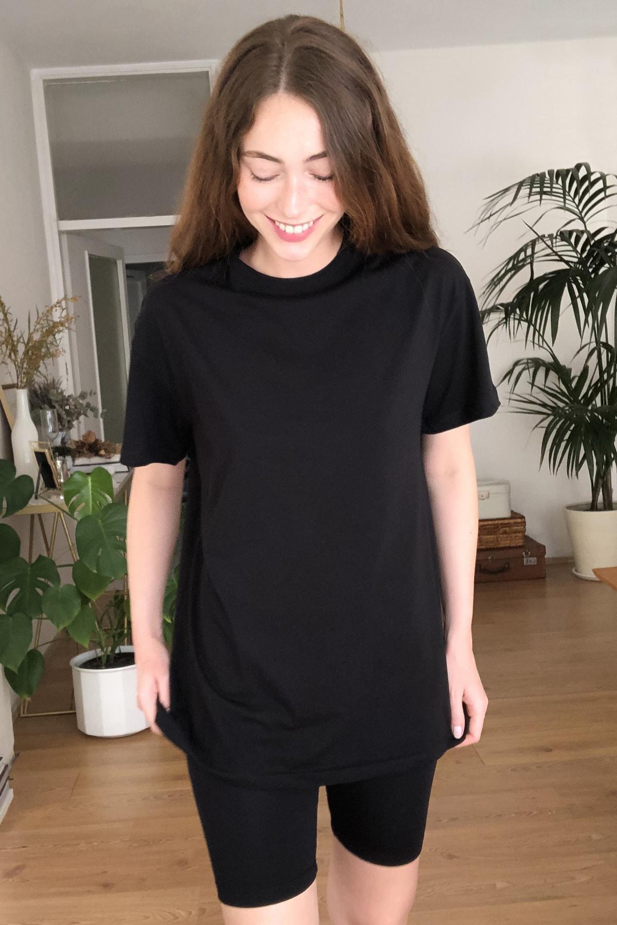 Black Biker Tights -Tshirt Pajama Set, , large image number 7