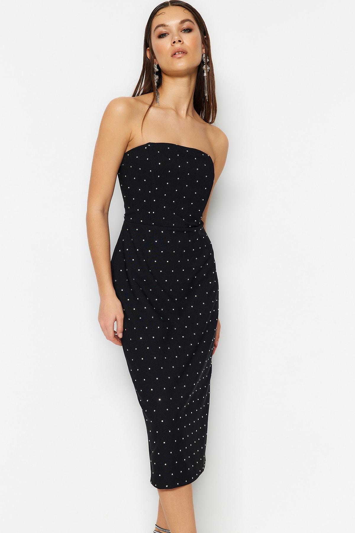 Black Strapless Bodycon Dress, , large image number 1