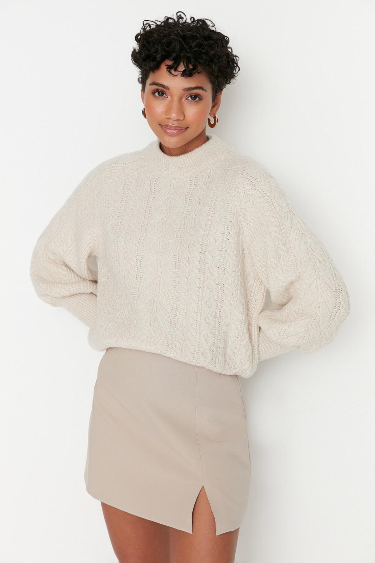 Braided Sweater, Gray, large image number 0
