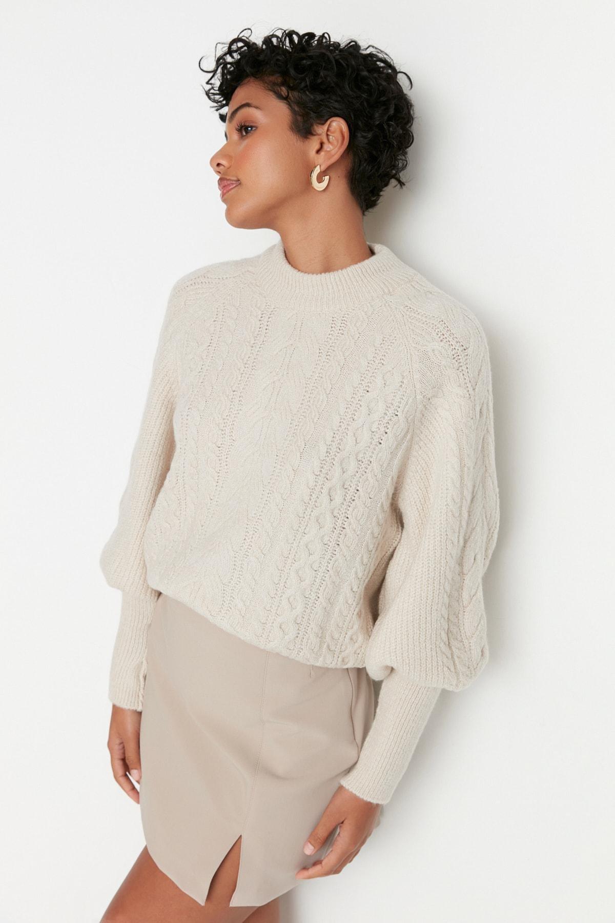 Braided Sweater, Gray, large image number 1