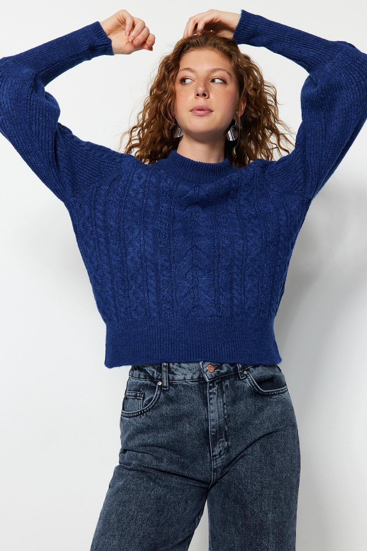 Blue Knitted Sweater, , large image number 4