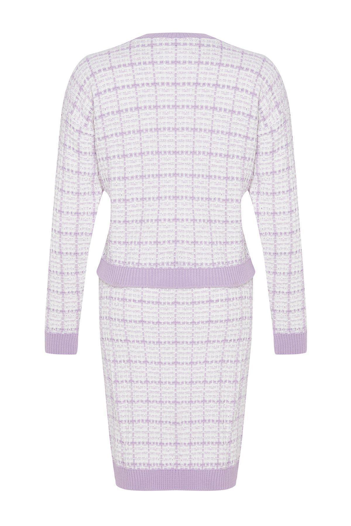 Lilac Tweed Look Glittery Knitwear Bottom-Top Set TWOAW21AU0003, , large image number 5