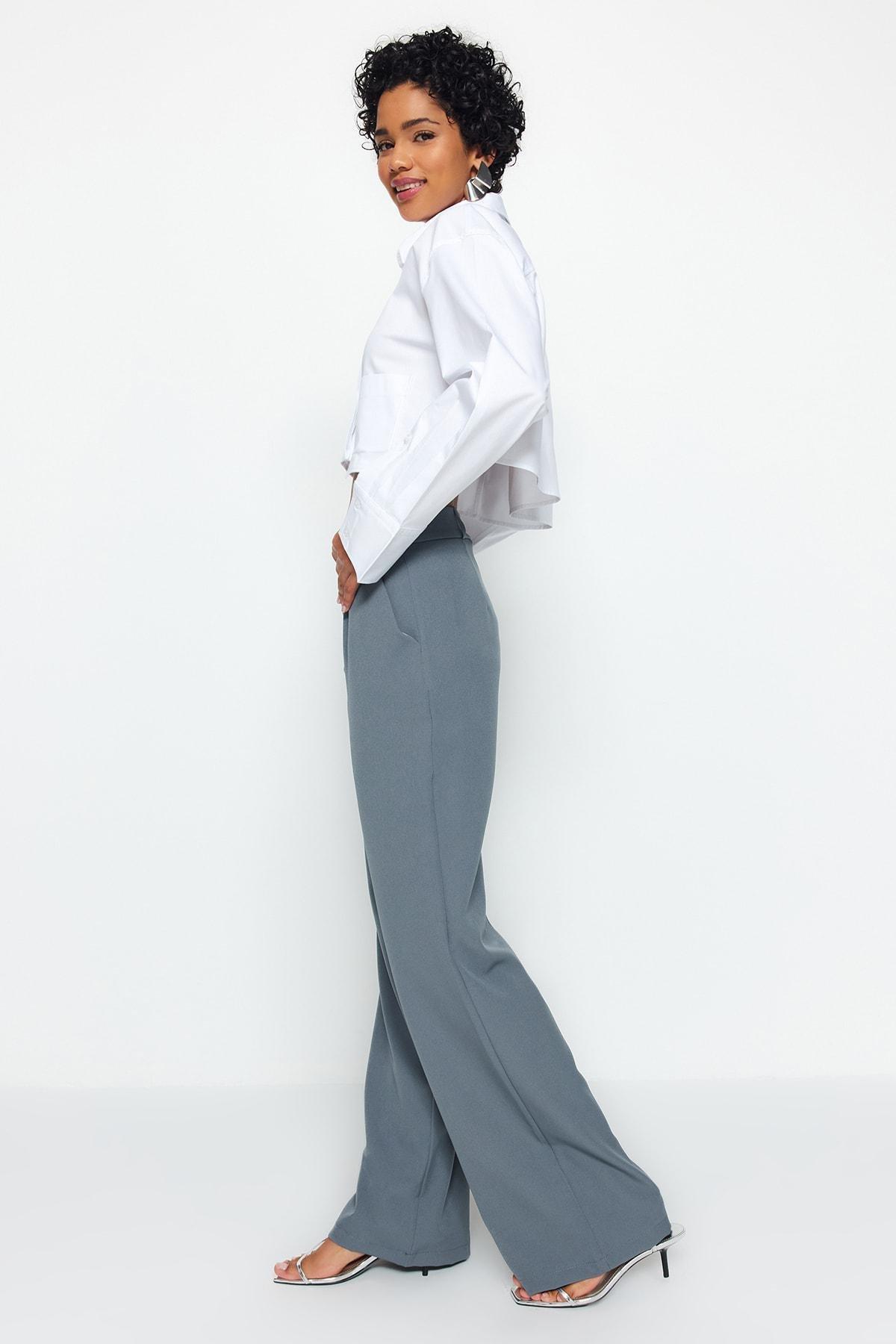Grey Wide-Leg Pants, Indigo, large image number 3