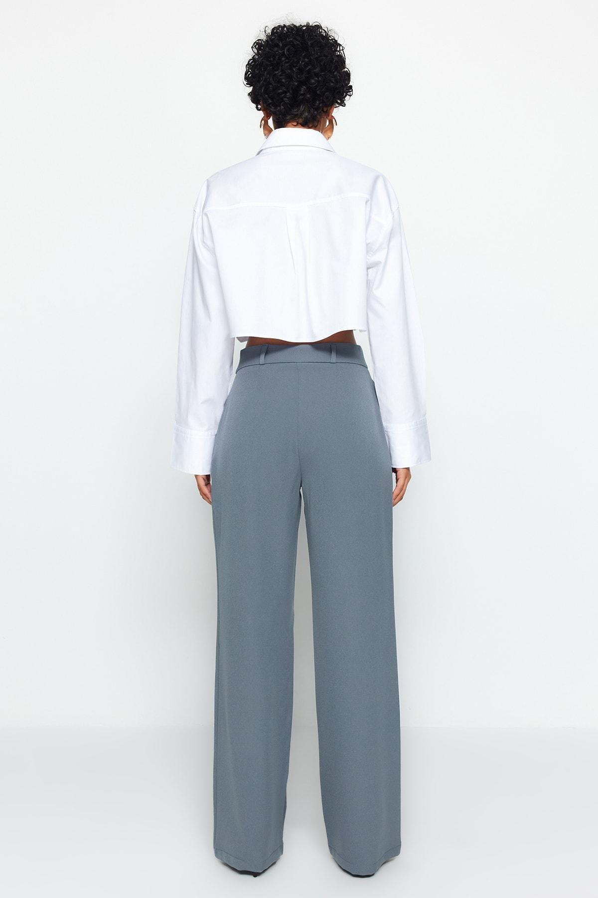Grey Wide-Leg Pants, Indigo, large image number 5