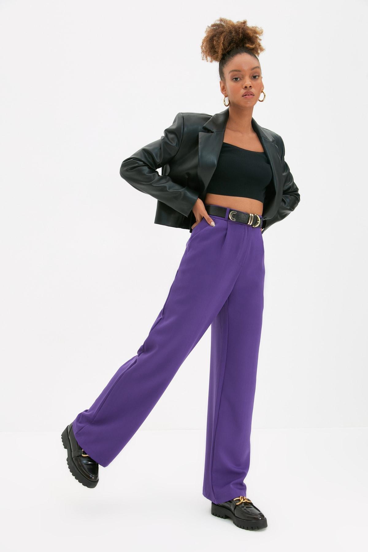 Purple Wide Leg Pants, Purple, large image number 0