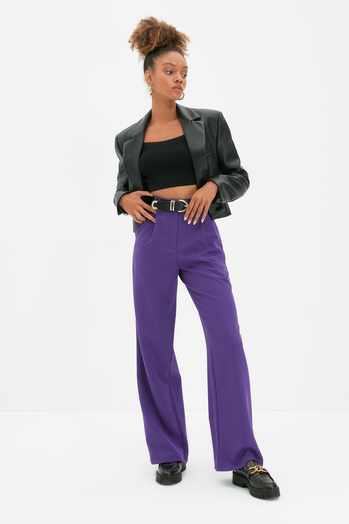 Purple Wide Leg Pants, Purple, large image number 1