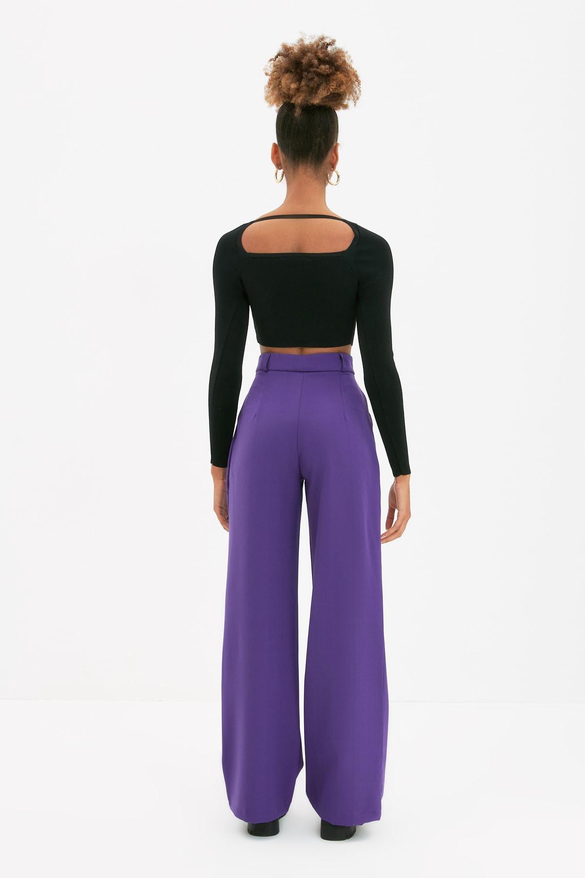 Purple Wide Leg Pants, Purple, large image number 4