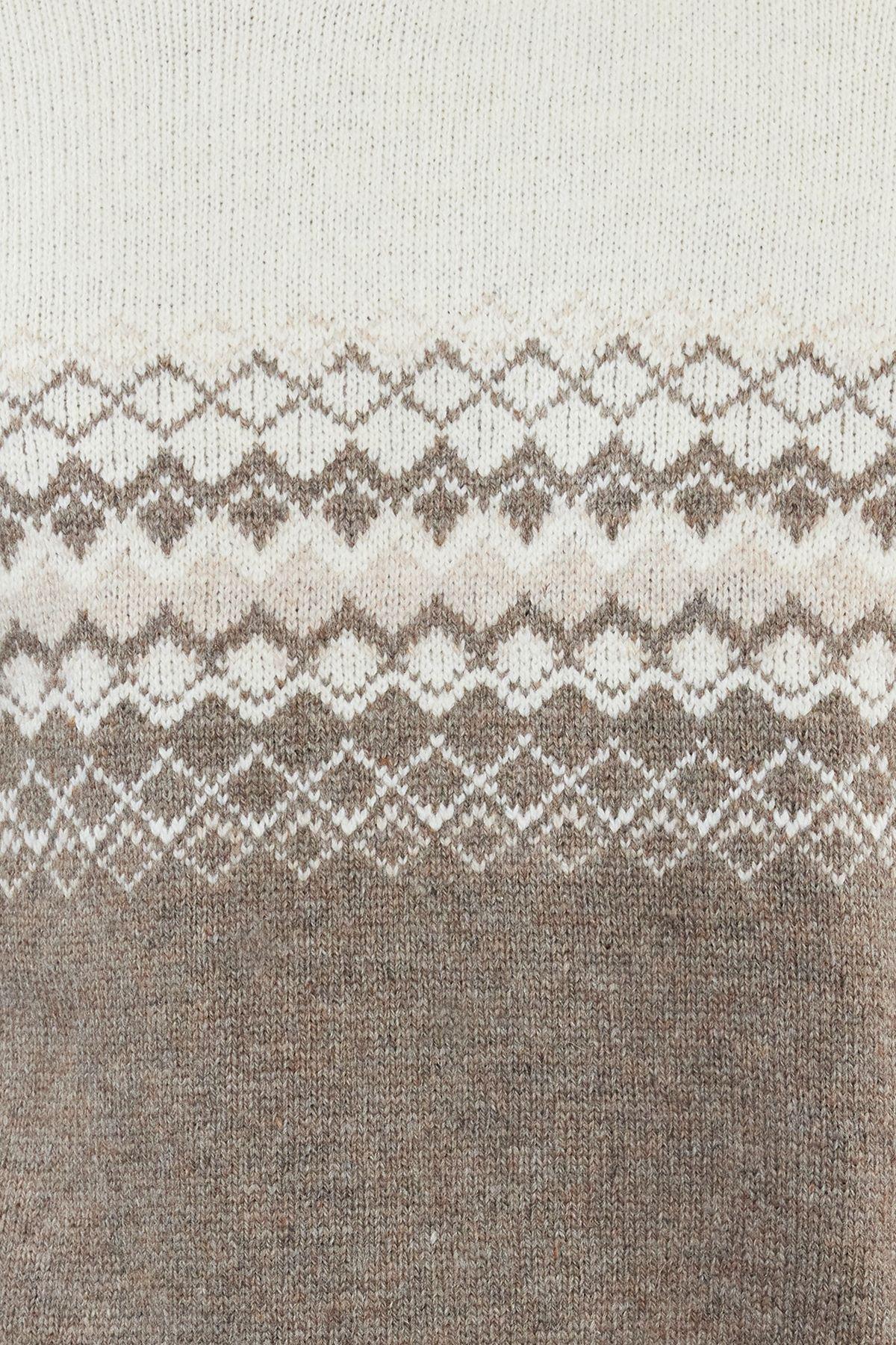 Geometric Print Knitwear Sweater, Mink, medium