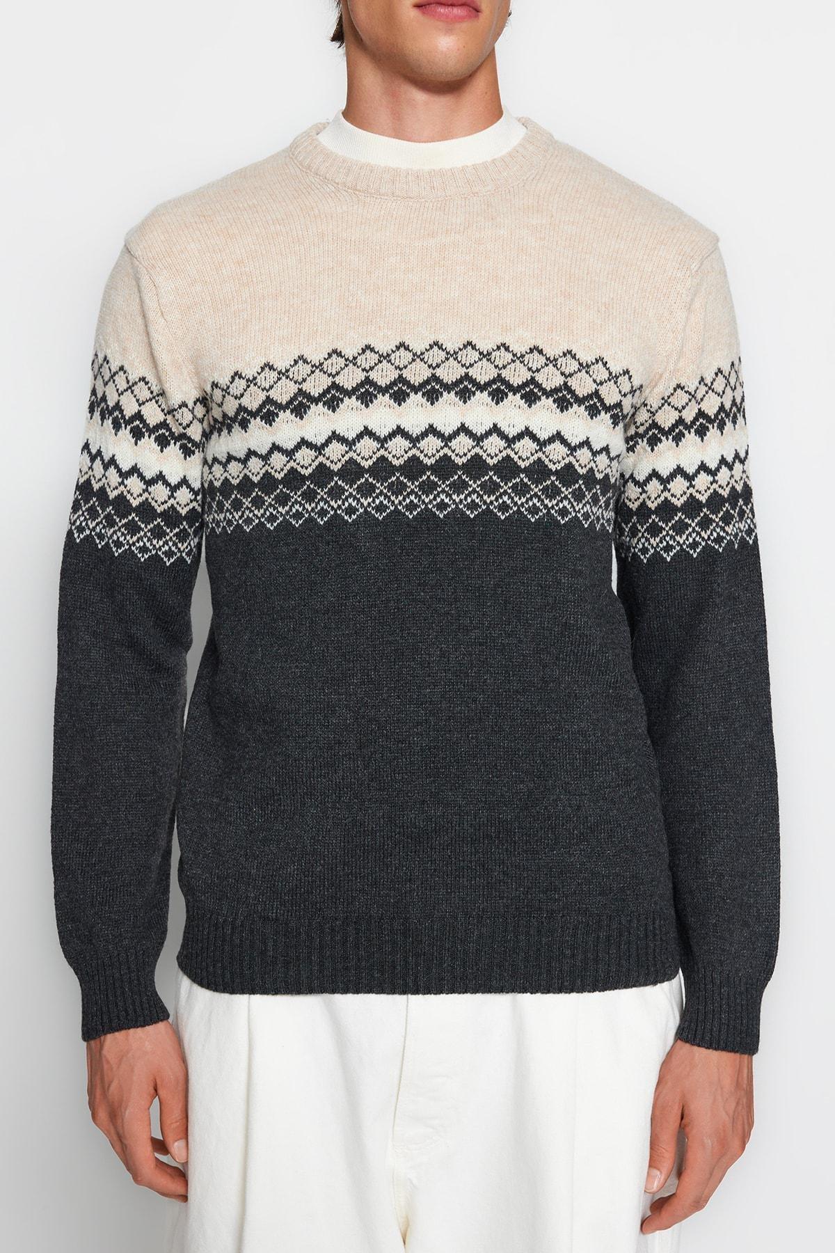 Grey Colour Block Slim Sweater, , large image number 4