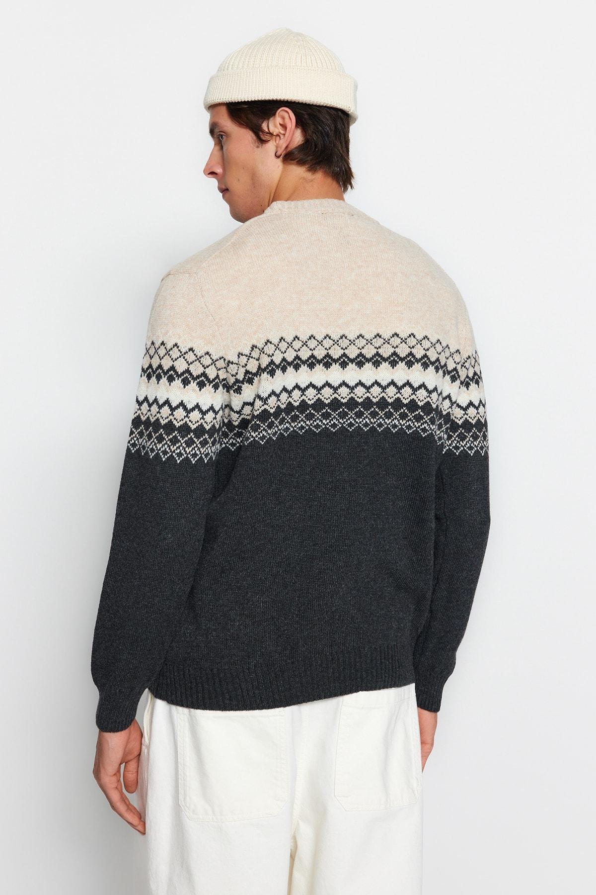 Grey Colour Block Slim Sweater, , large image number 6