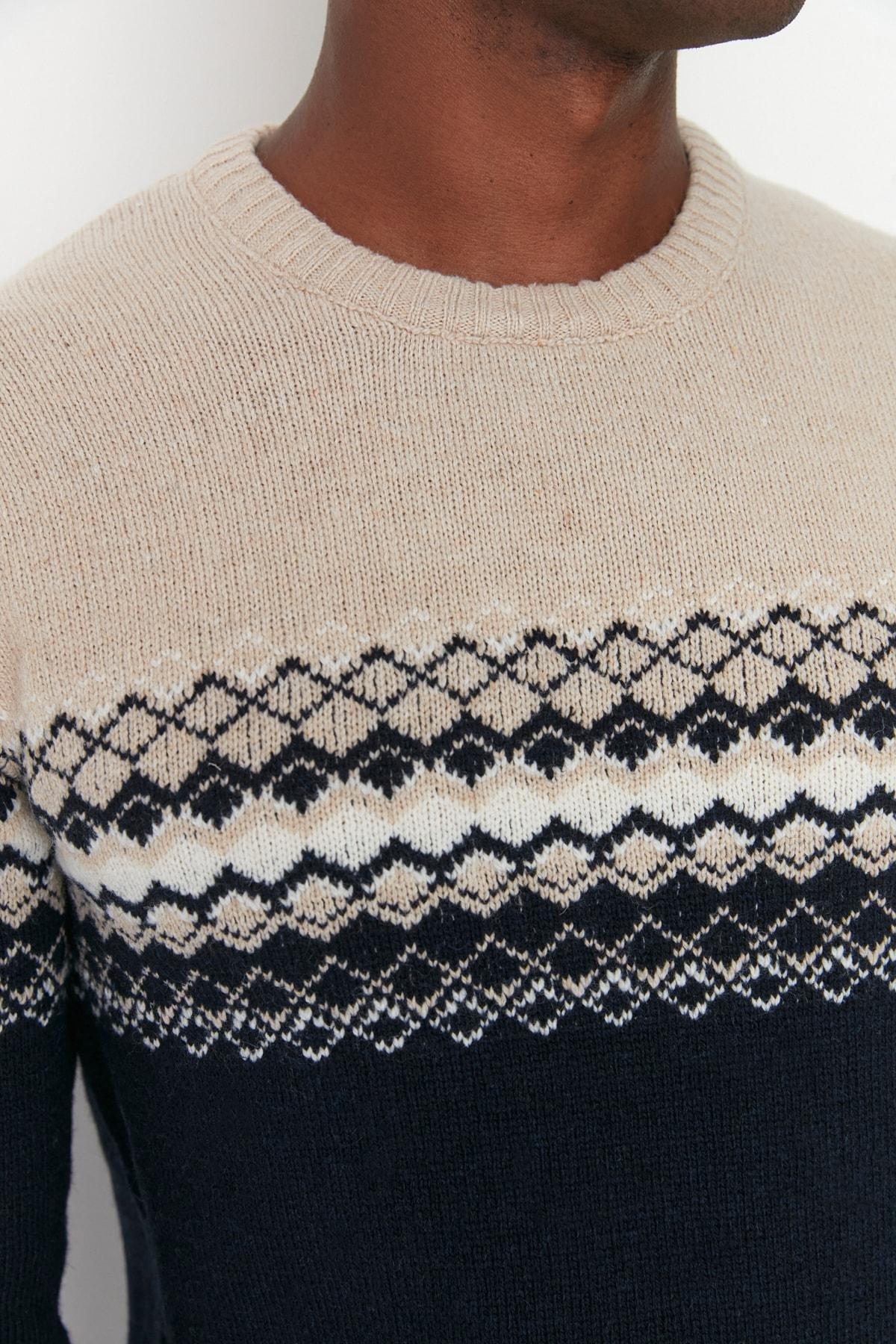 Navy Crew Neck Slim Sweater, Dark blue, large image number 2