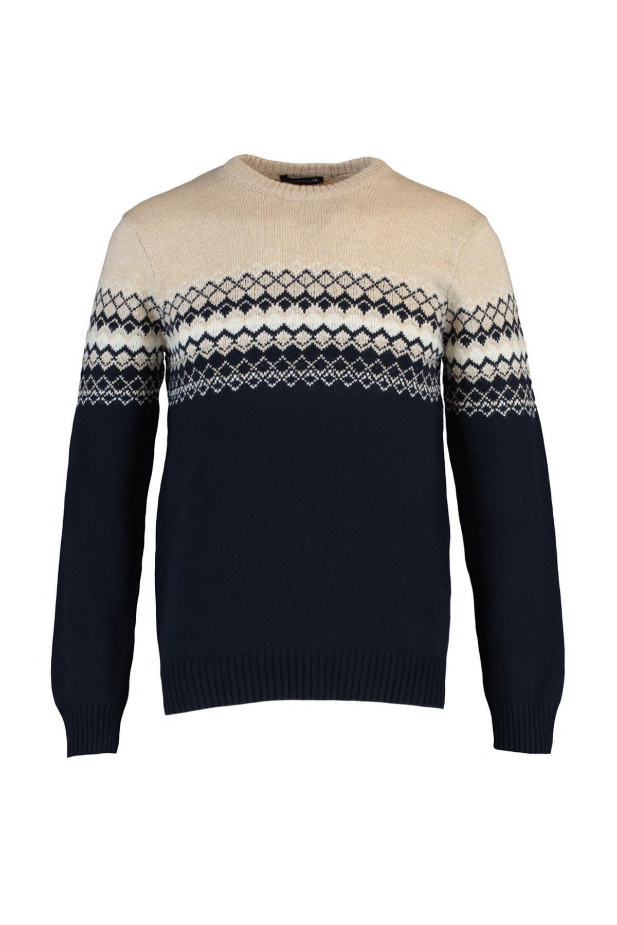 Navy Crew Neck Slim Sweater, Dark blue, large image number 5