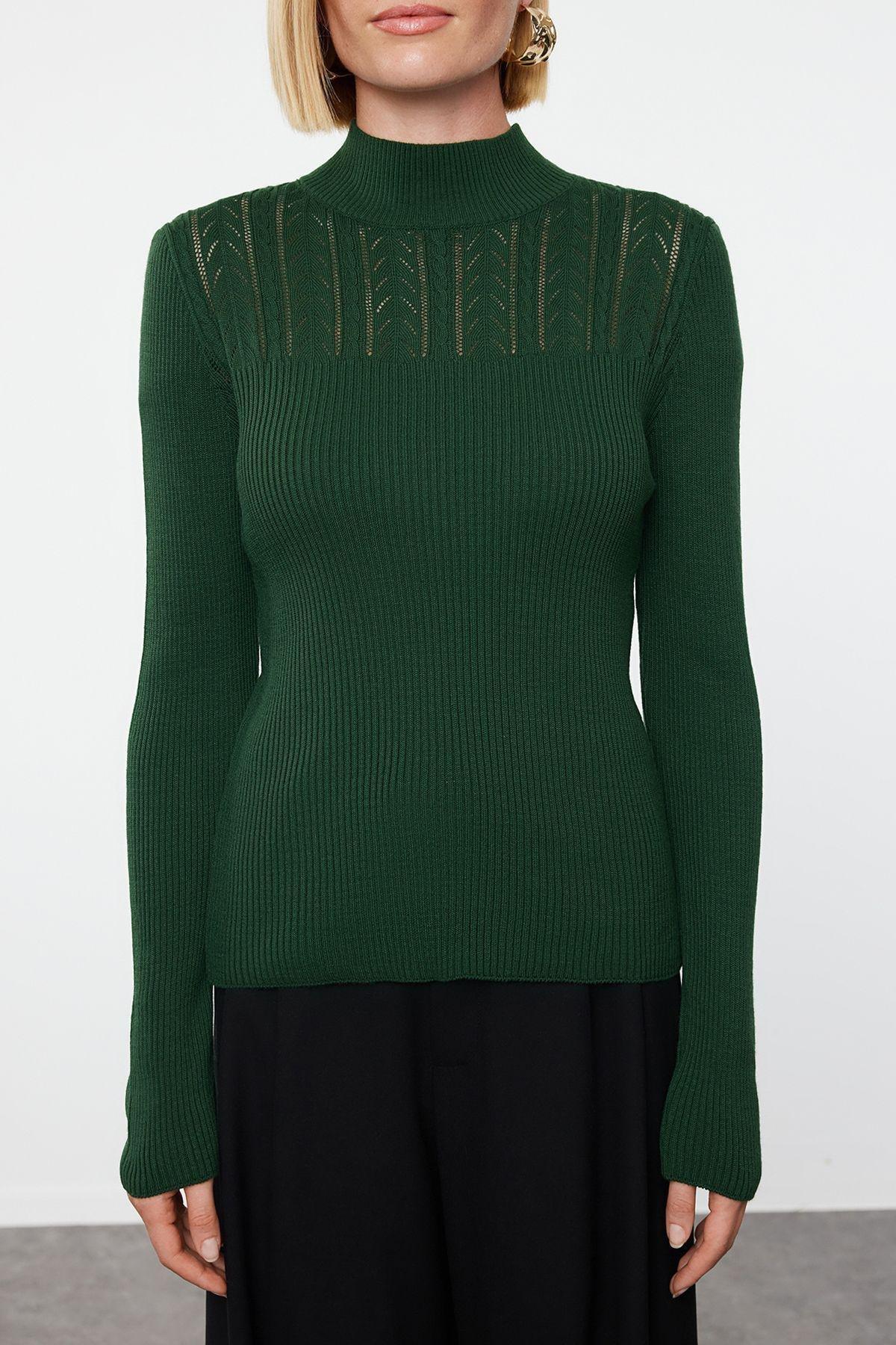 Emerald Green Textured Ribbed Sweater, Emerald, large image number 2